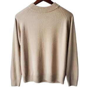Vtg Beige Crewneck Cashmere Textured Sweater Size Small